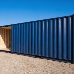 New 20ft double door tunnel container with doors open at both ends showing daylight straight through